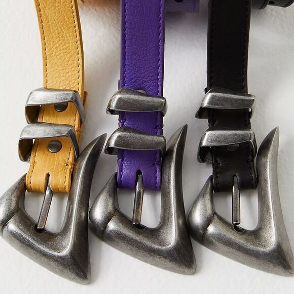 Free People Women’s Billie Leather Bohemian Metal Buckle Belt in the Size M/L - Picture 6 of 12